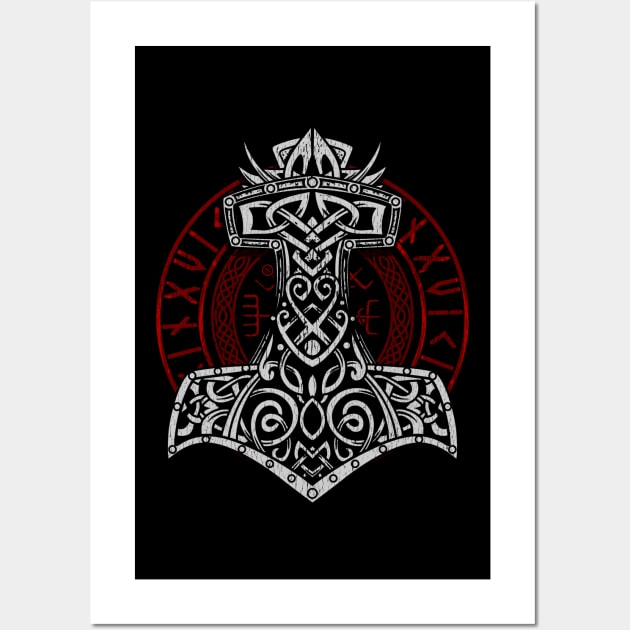 Viking Norse God Hammer - Mjolnir Wall Art by biNutz